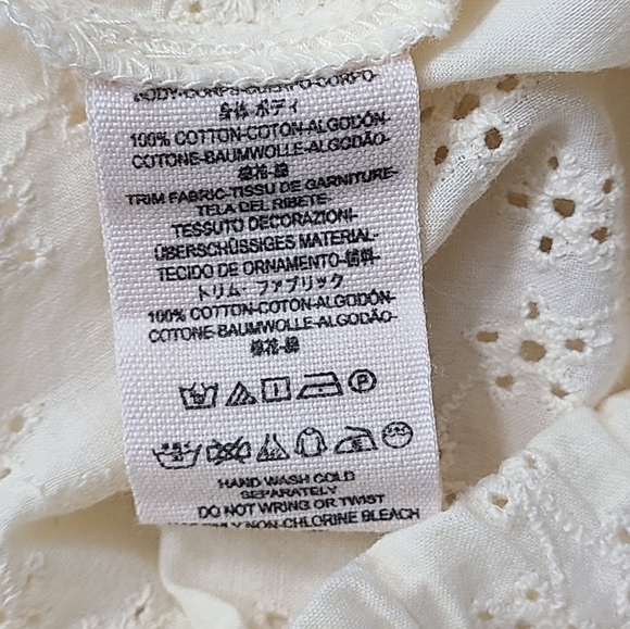 FREE PEOPLE Stars Align Long Sleeve Button Down Cotton Eyelet Top Size M - Picture 15 of 16